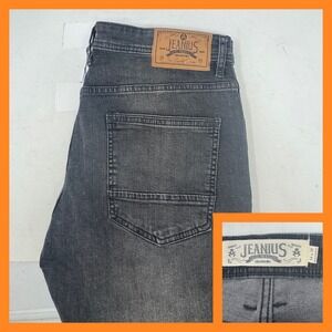 Jeanius Akademiks Men's Distressed Gray Wash Denim Jeans‎ 34x30